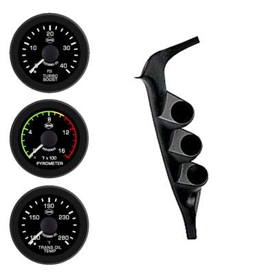 EV  92-97 F FORD PILLAR KIT (PYRO-BOOST-TRANS TEMP) BLK FACE WHT PTR BLK BZL