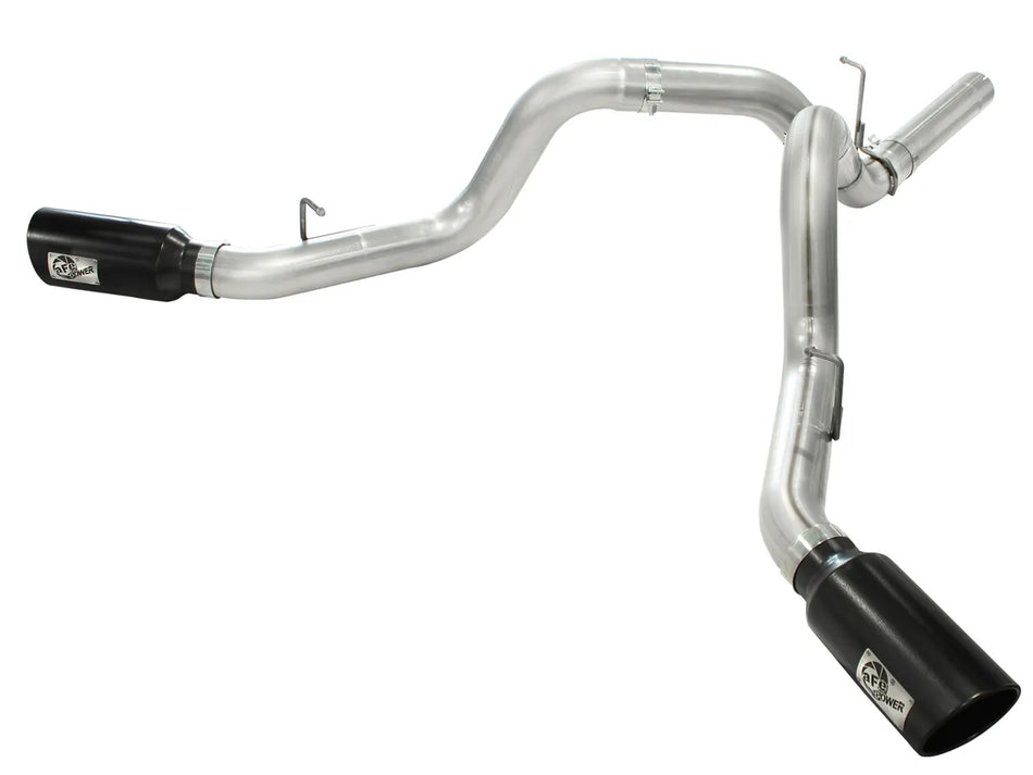 aFe 49-44043-B 4" 409 Stainless Steel DPF-Back Dual Side Exhaust System with Black Tips
