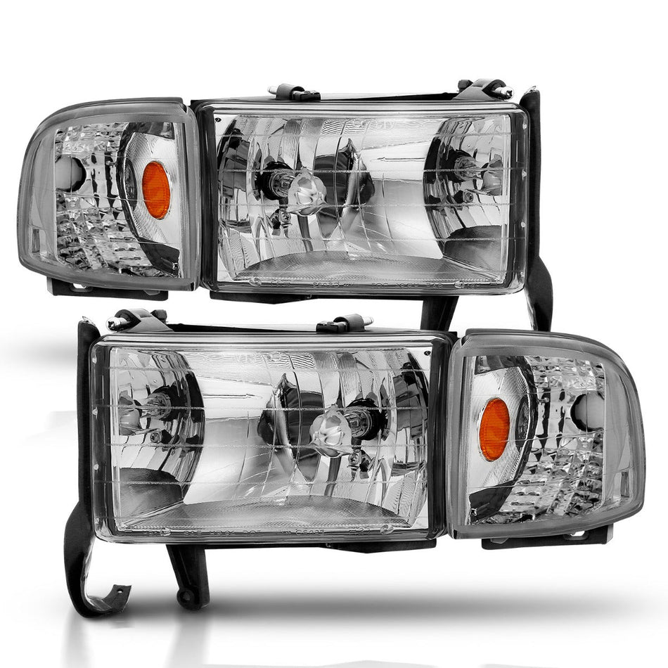ANZO 1994-2001 Dodge Ram Crystal Headlights Chrome