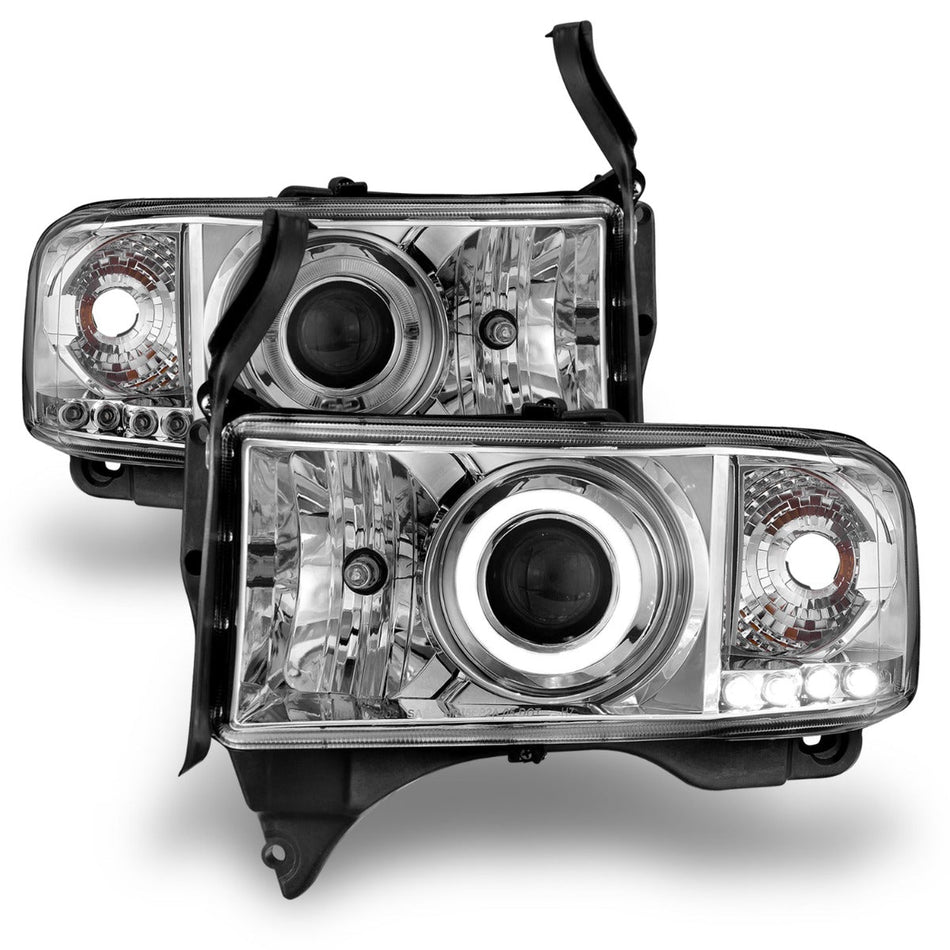 ANZO 1994-2001 Dodge Ram Projector Headlights w/ Halo Chrome