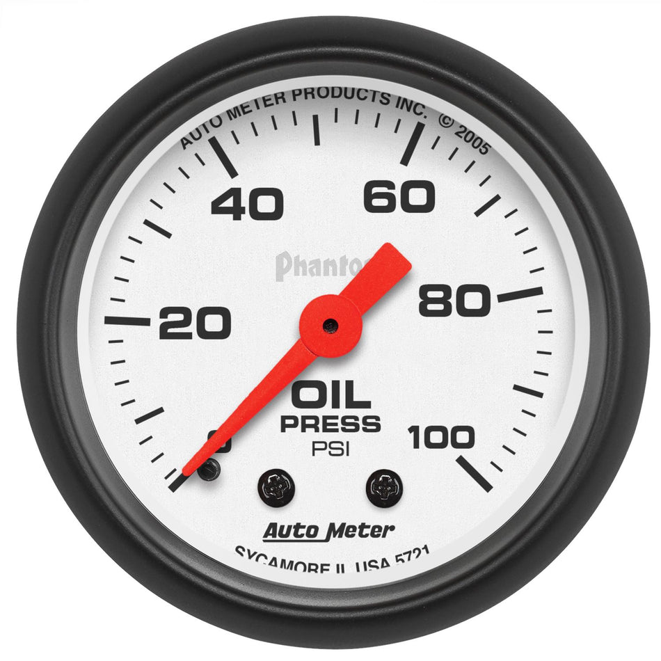 AutoMeter 5721 Phantom 0-100 psi 2-1/16" Mechanical Oil Pressure Gauge