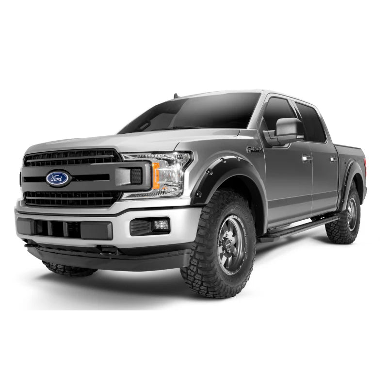 Guardabarros Bushwacker estilo bolsillo para Ford F-250 Super Duty / F-350 Super Duty 17-20 (4 piezas) - Ágata negra metalizada