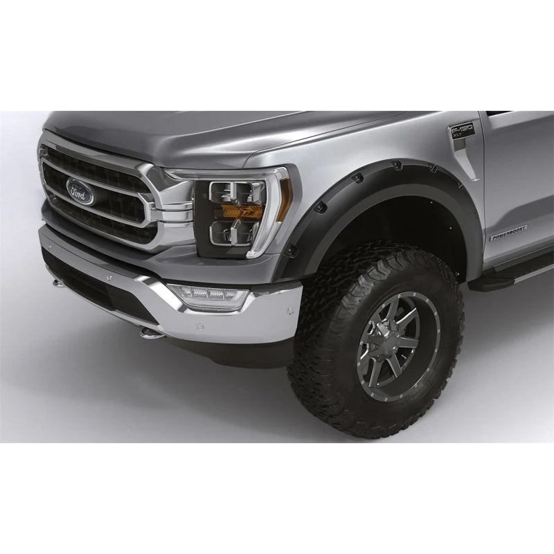 Guardabarros Bushwacker estilo forja para Ford F-250 Super Duty 17-21 (4 piezas), color negro