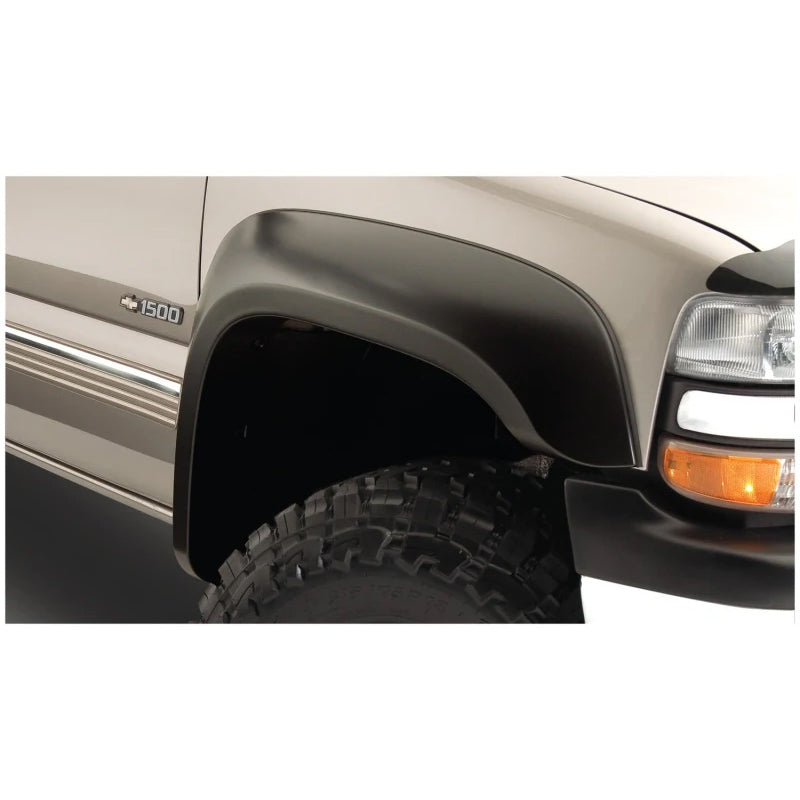 Guardabarros extensibles estilo Bushwacker para Chevy Silverado 2500 HD Fleetside (4 piezas, color negro) para modelos 07-14