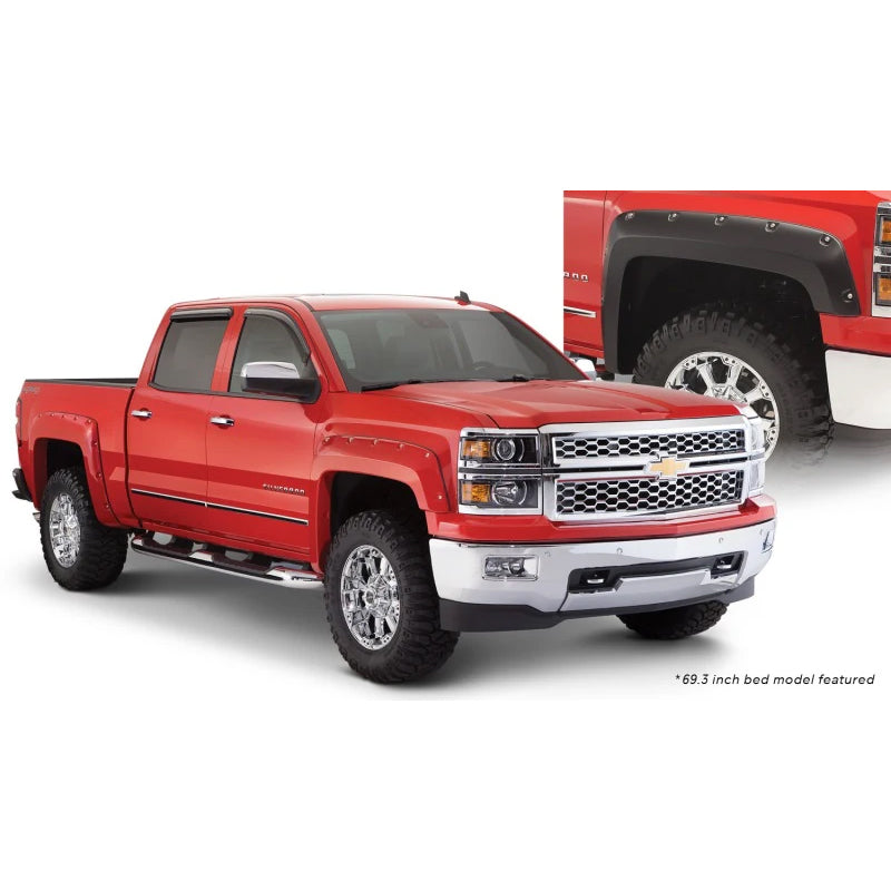 Guardabarros Bushwacker estilo bolsillo Fleetside para Chevy Silverado 2500 HD 15-18, 4 piezas, 78,8/97,8 pulgadas, color negro