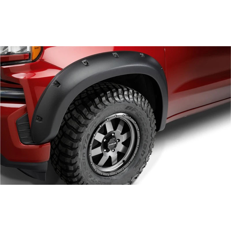 Guardabarros Bushwacker para Chevrolet Silverado 1500 (excepto Stepside), estilo forja, 4 piezas, color negro, 07-13
