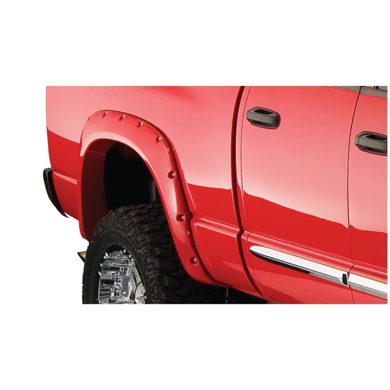 Guardabarros delanteros estilo bolsillo Bushwacker para Dodge Ram 1500 Fleetside (2 piezas, 75,9/76,3/97,9 pulgadas), color negro, 02-08