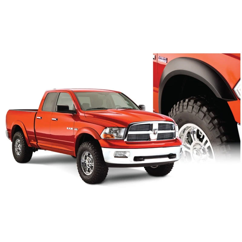 Guardabarros extensibles estilo Bushwacker para Ram 1500 (10-18), Fleetside, 4 piezas, 67,4/76,3/96,3 pulgadas, color negro