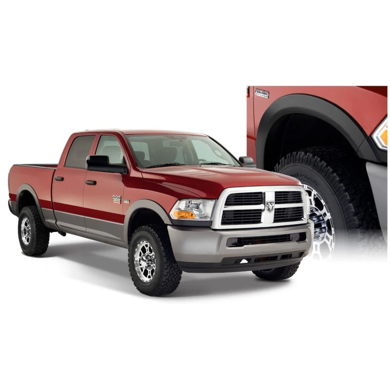 Guardabarros Bushwacker estilo OE para Dodge Ram 2500 Fleetside 10-18, 4 piezas, 76.3/98.3 pulgadas, color negro