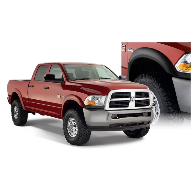 Guardabarros extensibles estilo Bushwacker para Dodge Ram 2500 Fleetside (10-18), 4 piezas, 76.3/98.3 pulgadas, color negro