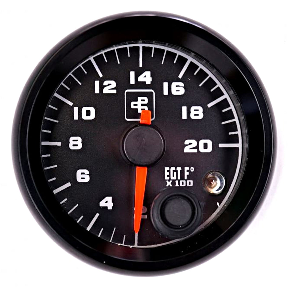 Power Driven Black 2-1/16" 2000-Degree Pyrometer Gauge (EGT) with Warning