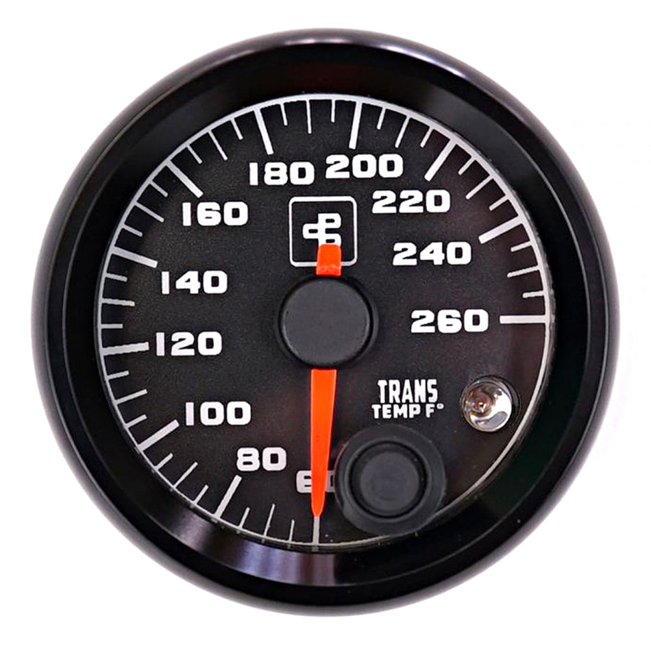 Power Driven Black 2-1/16" Transmission Temp Gauge with Warning