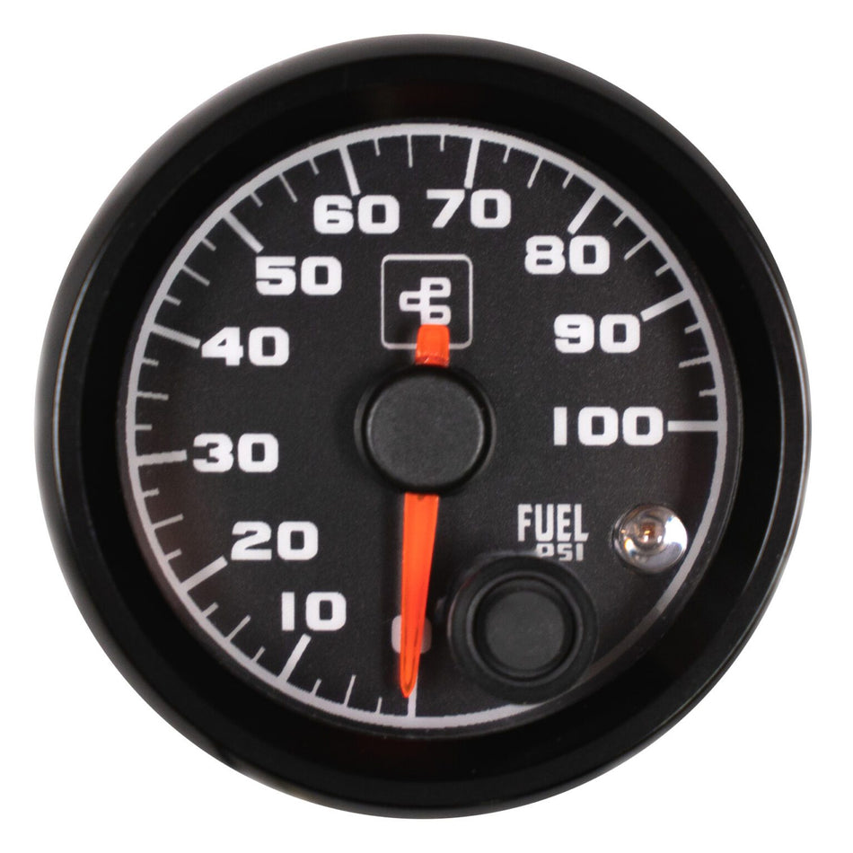 Power Driven Black 2-1/16" 100 psi Fuel Pressure Gauge with Warning