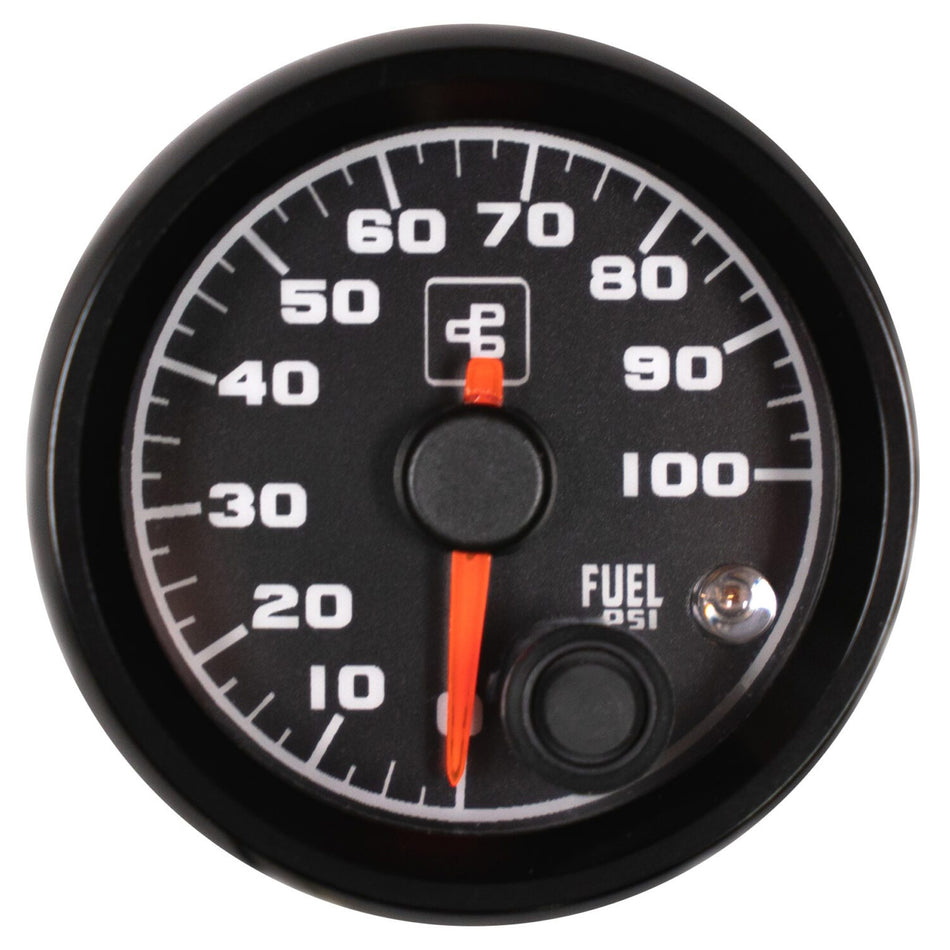 Power Driven Black 2-1/16" 100 psi Fuel Pressure Gauge with Warning