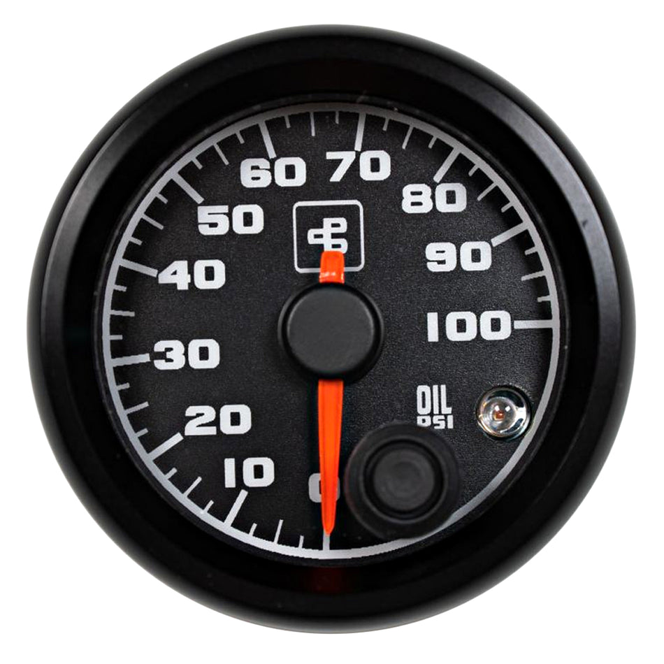 Power Driven Black 2-1/16" 100 psi Oil Pressure Gauge with Warning