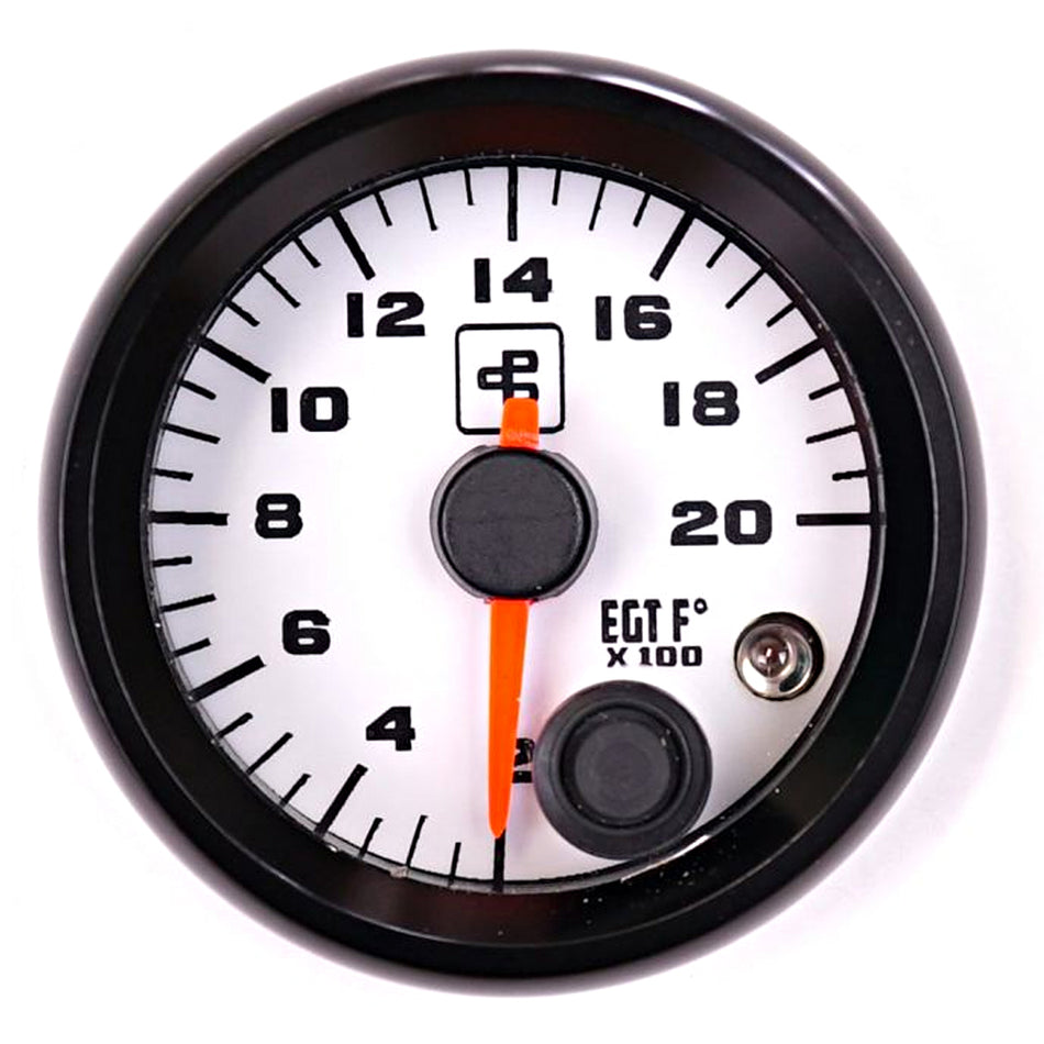 Power Driven White 2-1/16" 2000-Degree Pyrometer Gauge (EGT) with Warning