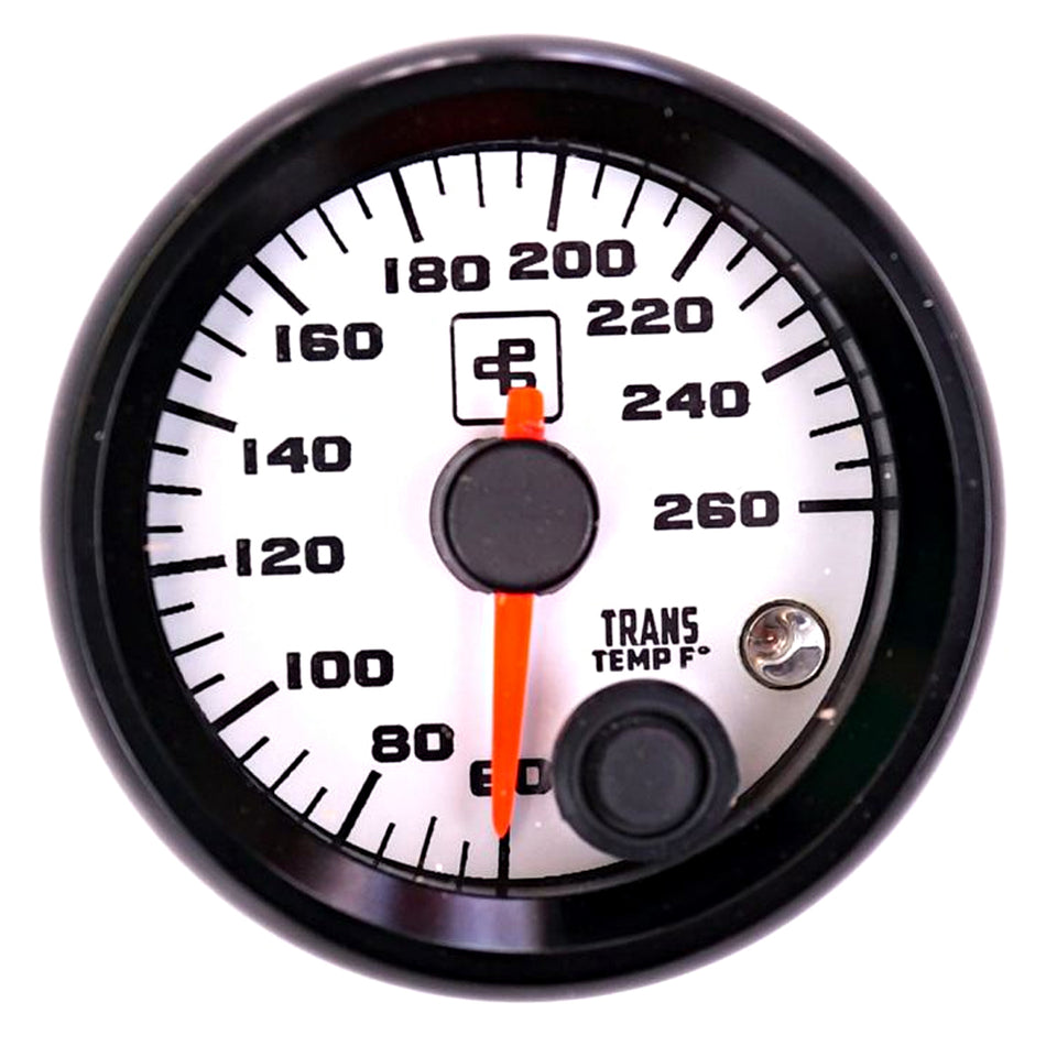 Power Driven White 2-1/16" Transmission Temp Gauge with Warning