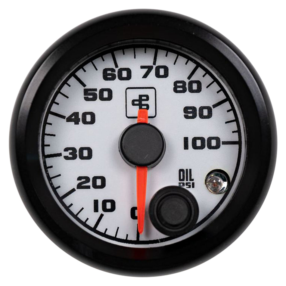 Power Driven White 2-1/16" 100 psi Boost Gauge with Warning