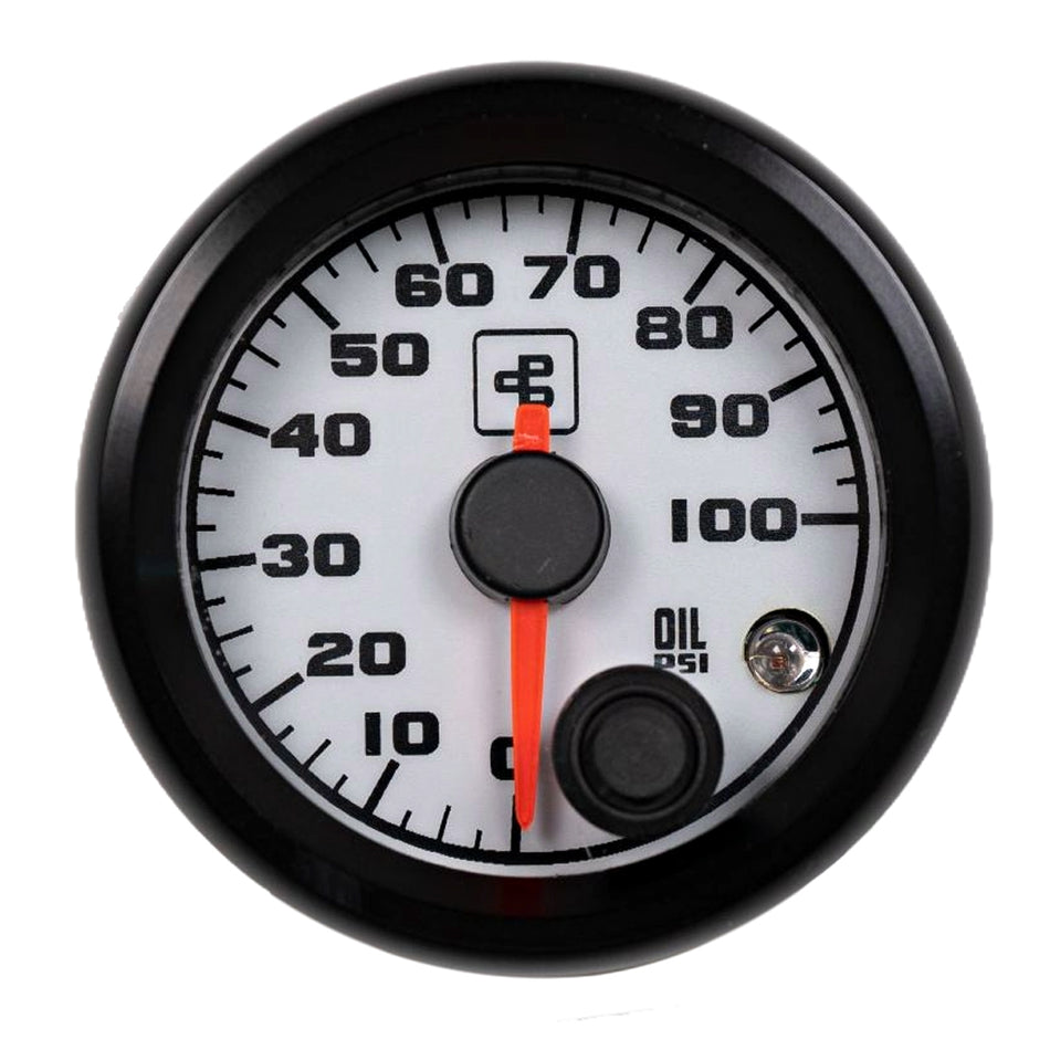 Power Driven White 2-1/16" 100 psi Oil Pressure Gauge with Warning