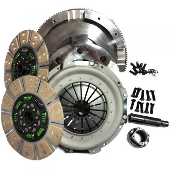 Embrague de doble disco Valair para transmisión ZF6 - Ford Powerstroke de inyección directa de 6.0 L y 6 velocidades (modelos 2003-2007) - Cubo de resorte cerámico, volante de inercia de doble disco para calle, 650